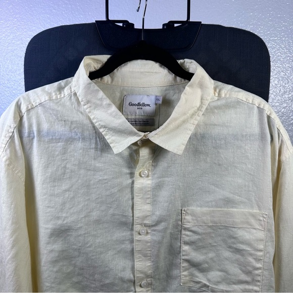 Goodfellow Men’s Yellow Linen Blend Casual Button Down Long Sleeve Shirt XXL - Picture 3 of 8